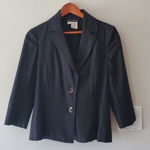 Vintage Black Linen Blazer Franco Mirabelli